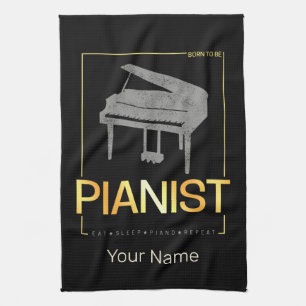Piano Born To Be Pianist Musician Vintage Design Kitchen Towel