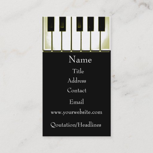 Customizable Piano Business Cards