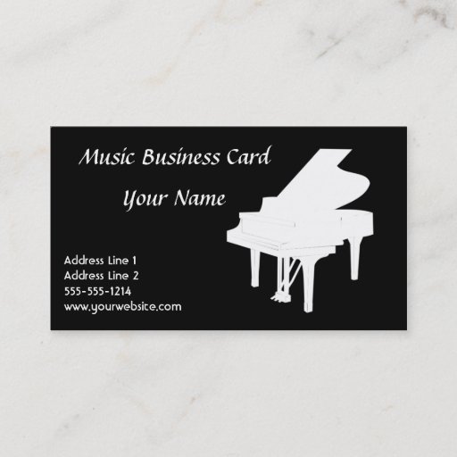Customizable Piano Business Card B&amp;W