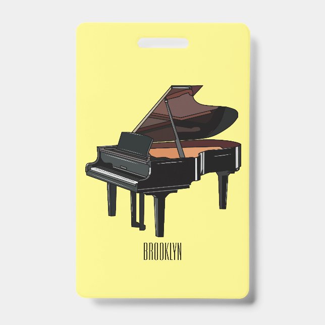 Piano cartoon illustration badge (Front)