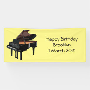 Piano cartoon illustration banner