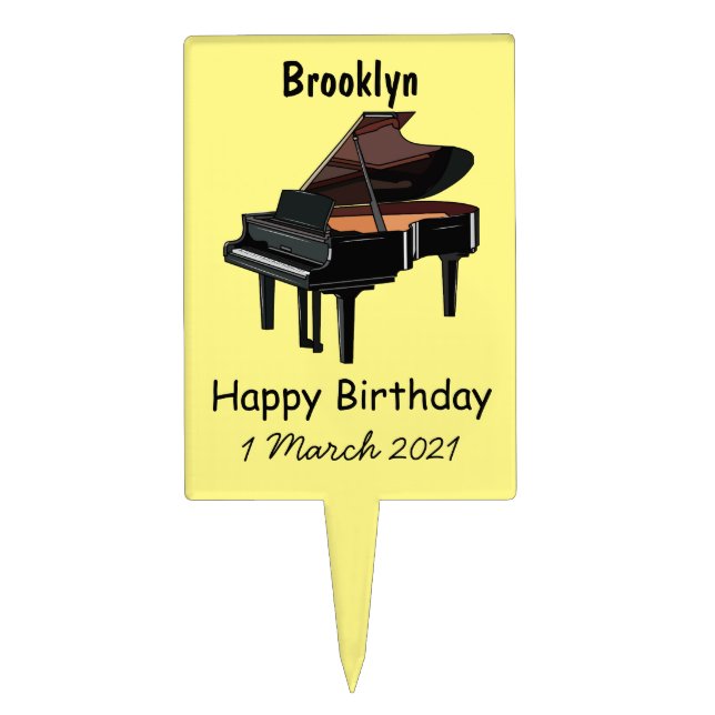 Piano cartoon illustration cake topper (Front)