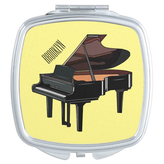 Piano cartoon illustration compact mirror (Front)