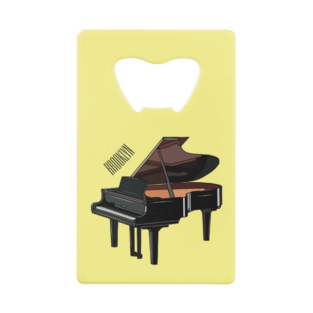 Piano cartoon illustration credit card bottle opener (Front)