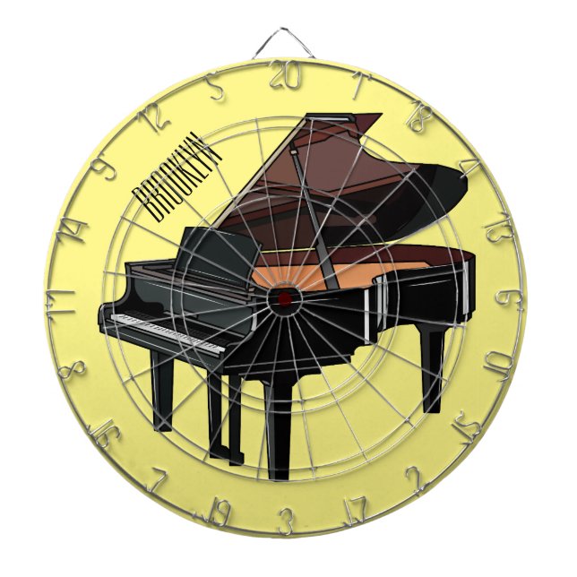 Piano cartoon illustration dart board (Front)