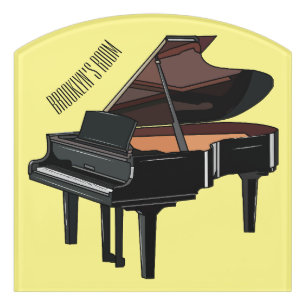 Piano cartoon illustration door sign