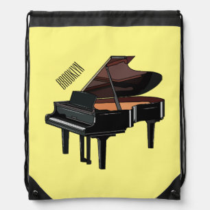 Piano cartoon illustration drawstring bag
