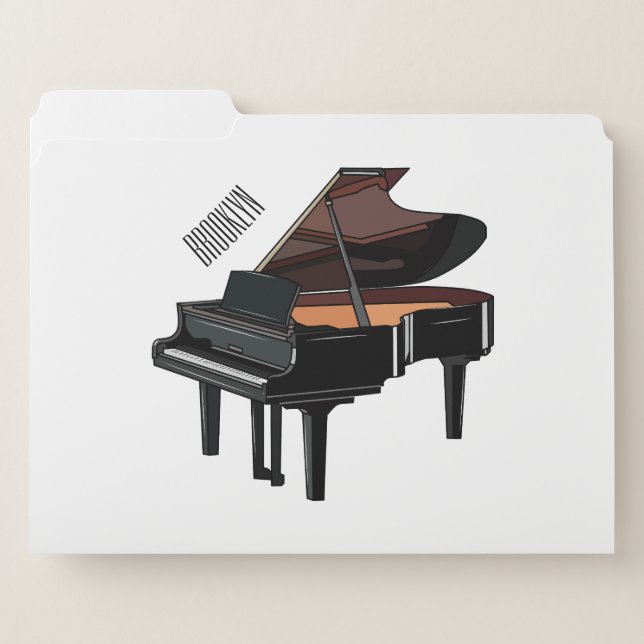 Piano cartoon illustration file folder (Front Left)