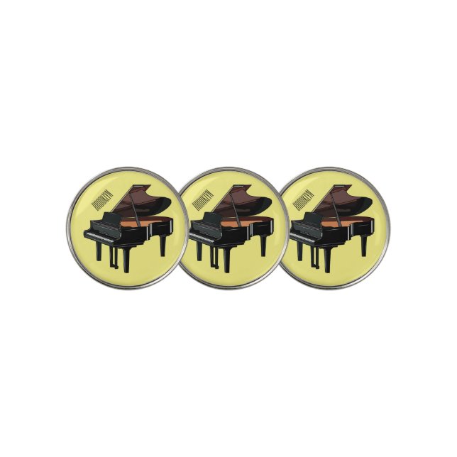 Piano cartoon illustration golf ball marker (3 Up)