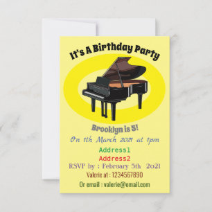 Piano cartoon illustration invitation