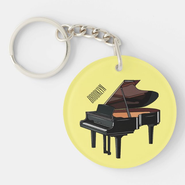 Piano cartoon illustration keychain (Front)