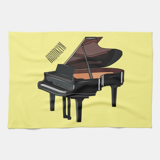 Piano cartoon illustration kitchen towel (Horizontal)