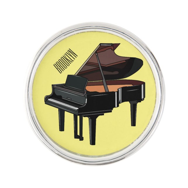 Piano cartoon illustration lapel pin (Front)