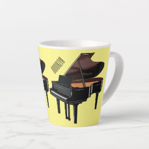 Piano cartoon illustration latte mug