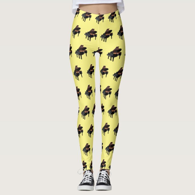 Piano cartoon illustration leggings (Front)