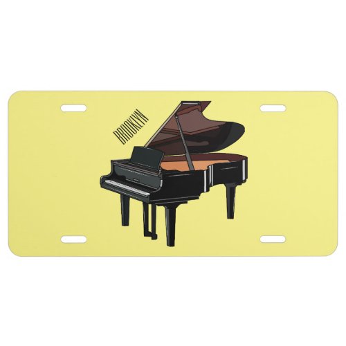 Piano cartoon illustration license plate