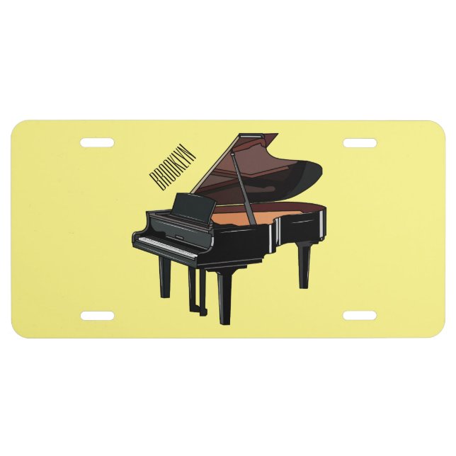 Piano cartoon illustration license plate (Front)