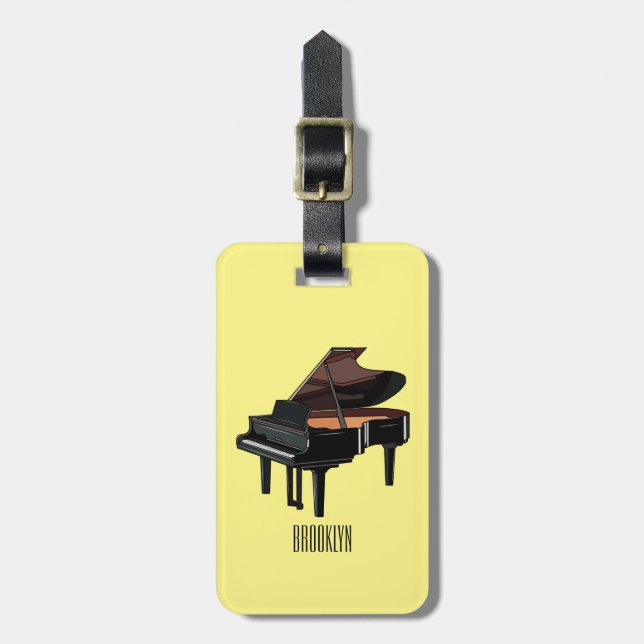 Piano cartoon illustration luggage tag (Front Vertical)