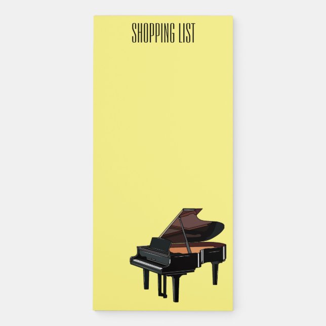 Piano cartoon illustration magnetic notepad (Front)