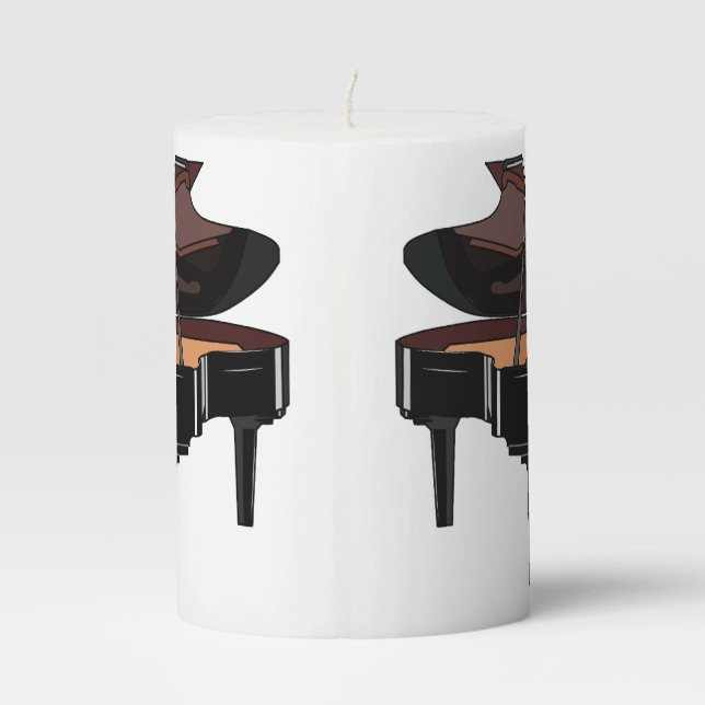 Piano cartoon illustration pillar candle (Back)