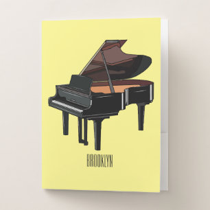 Piano cartoon illustration pocket folder