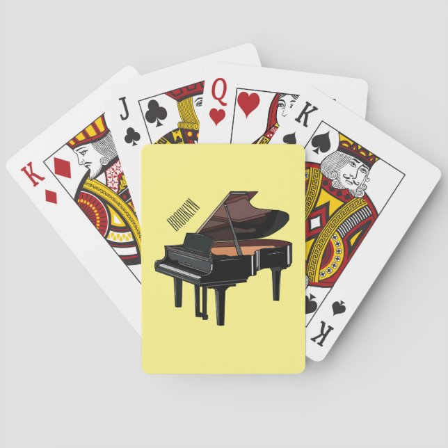 Piano cartoon illustration poker cards (Back)