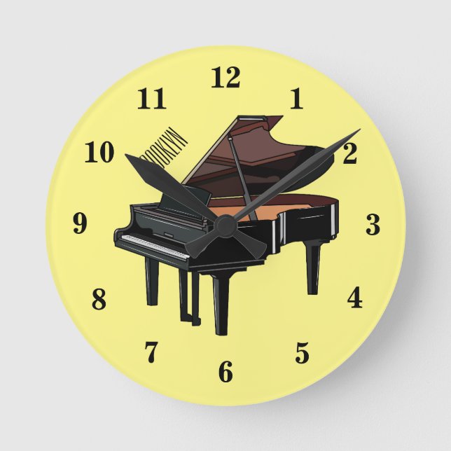 Piano cartoon illustration round clock (Front)