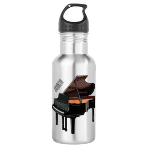 Piano cartoon illustration stainless steel water bottle