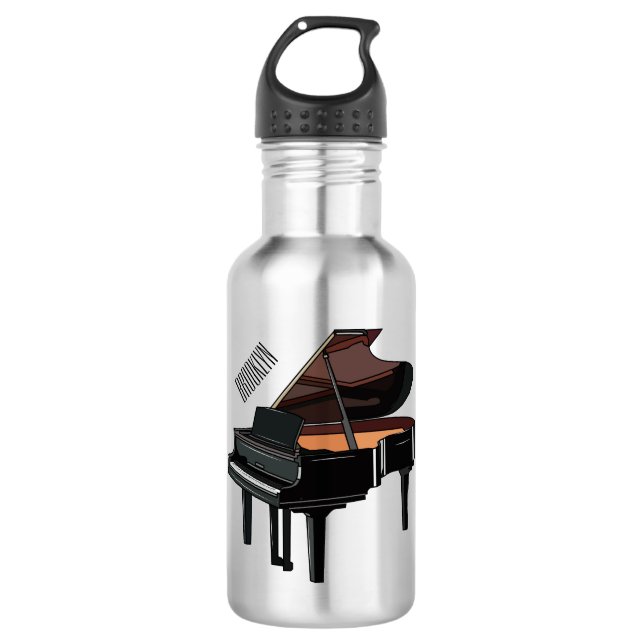 Piano cartoon illustration stainless steel water bottle (Front)