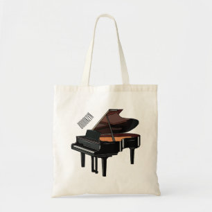 Piano cartoon illustration tote bag