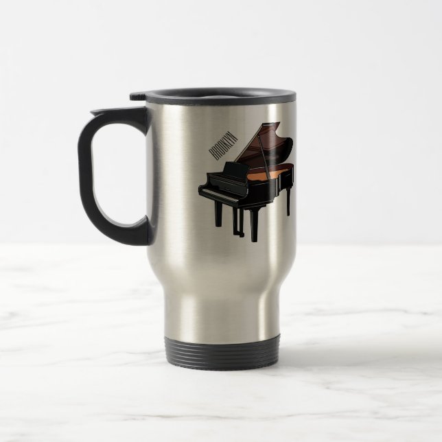 Piano cartoon illustration travel mug (Left)