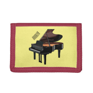 Piano cartoon illustration trifold wallet