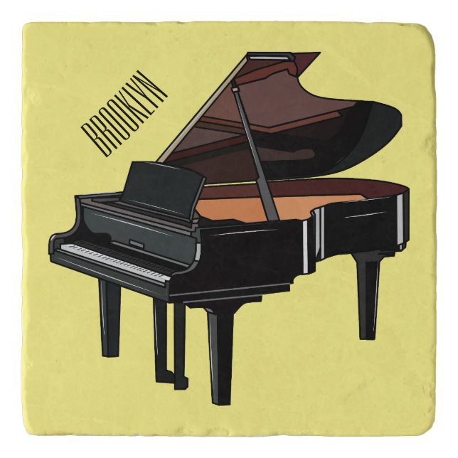 Piano cartoon illustration trivet (Front)