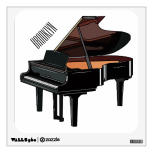 Piano cartoon illustration wall decal