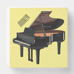 Piano cartoon illustration wooden box sign