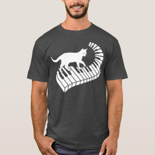 Piano Cat Funny Piano Player Musician Keyboard Pia T-Shirt