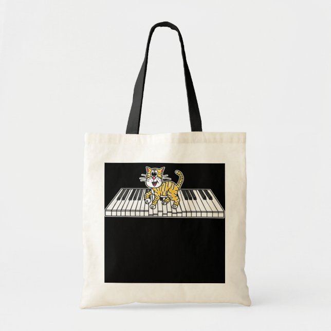 Piano Cat Kitten Pianist Keyboard Player  Tote Bag (Front)