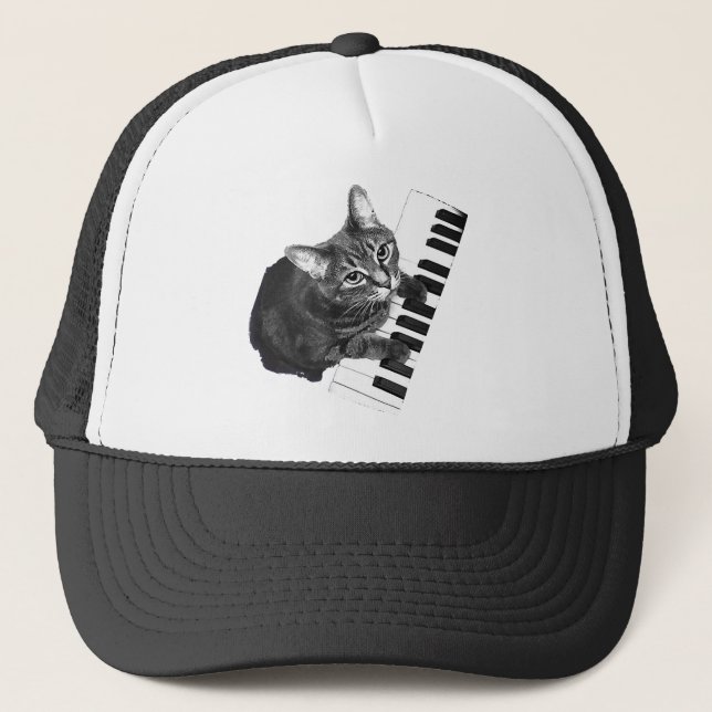Piano Cat Tee Trucker Hat (Front)