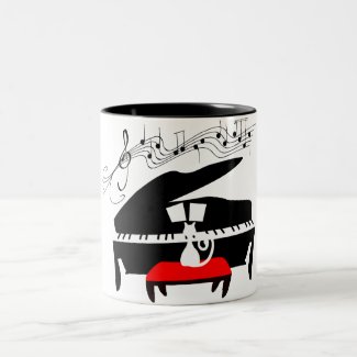 Piano cat Two-Tone coffee mug