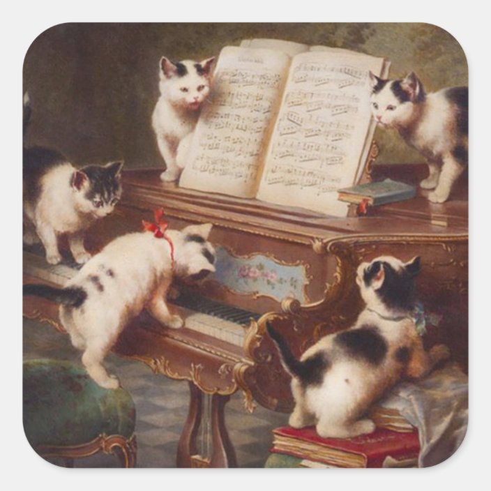 Piano Cats Funny Vintage Cat Stickers Zazzle Com piano cats funny vintage cat stickers zazzle com