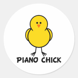 Piano Chick Classic Round Sticker