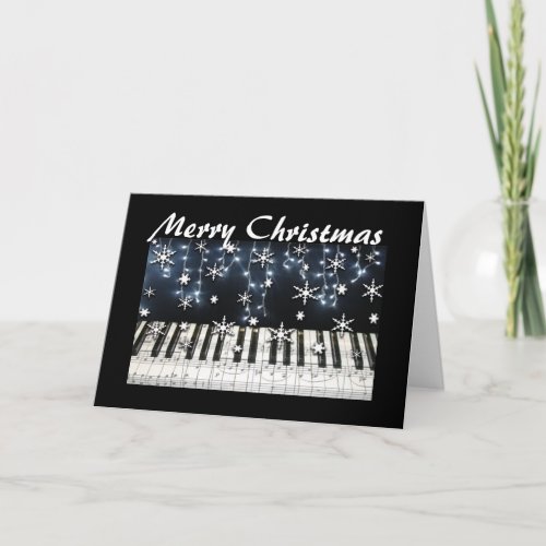 Piano Christmas Snowflake Keyboard Holiday Card