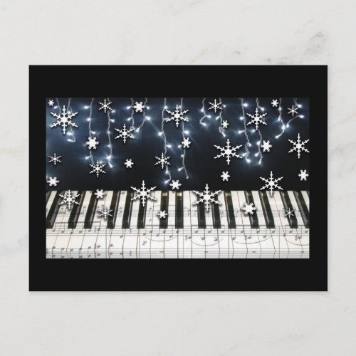 Piano Christmas Snowflake Keyboard Holiday Postcard