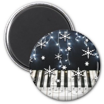 Piano Christmas Snowflake Keyboard Magnet by dreamlyn at Zazzle