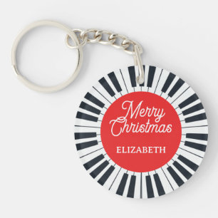 Piano Circle Key Merry Christmas Pianist Musician Keychain