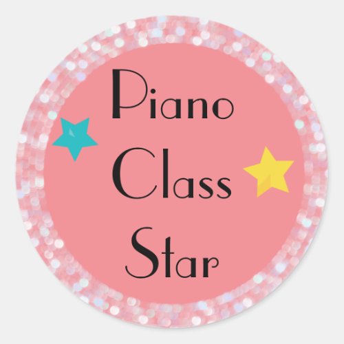 Piano Class Star with Stars Classic Round Sticker