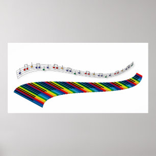 Piano colorful keyboard poster