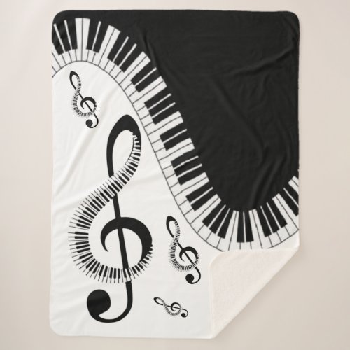  Piano con Notas musicales Sherpa Blanket