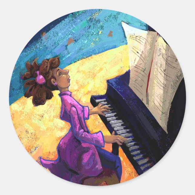 Piano Concert Classic Round Sticker (Front)
