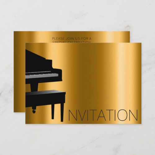 Piano Concert Formal Minimalism Vip Black Gold Invitation